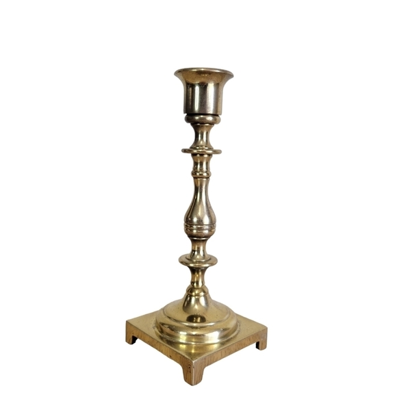 SOLID Brass Candle Stick by Seiden 7" Tall - Picture 2 of 4